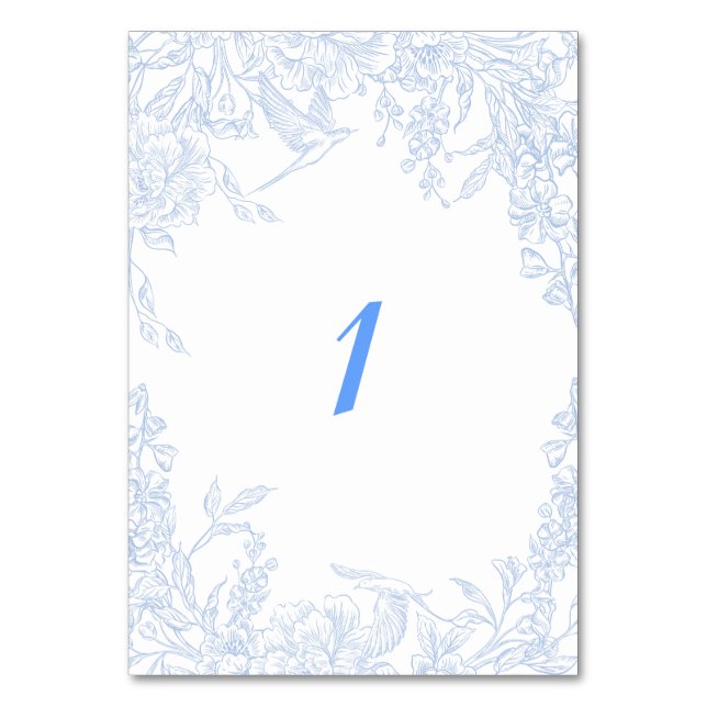 Numeração De Mesa Casamento com Moldura Azul Floral (Verso)