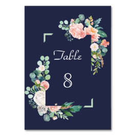 Numeração De Mesa Casamento com Moldura Verde Flores Brancas Rosa Aq