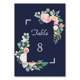 Numeração De Mesa Casamento com Moldura Verde Flores Brancas Rosa Aq