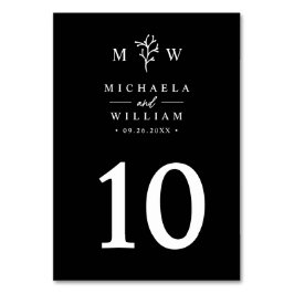 Numeração De Mesa Casamento com Monograma Botânico Minimalista Moder