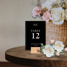 Numeração De Mesa Casamento com Monograma Preto Elegante