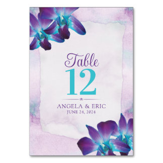 Numeração De Mesa Casamento com Orquídea de Dendrobium Azul-Turquesa