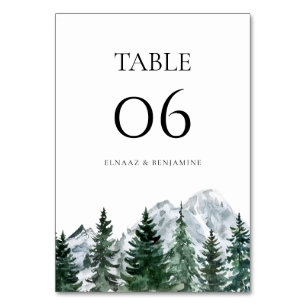 Numeração De Mesa Casamento com paisagem moderna de floresta e monta