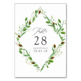 Numeração De Mesa Casamento com Papoulas Rosa em Aquarela