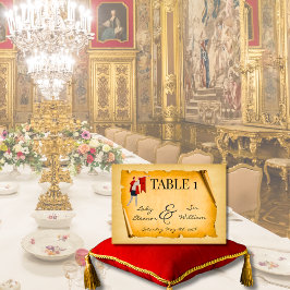 Numeração De Mesa Casamento com Pergaminho Medieval Envelhecido
