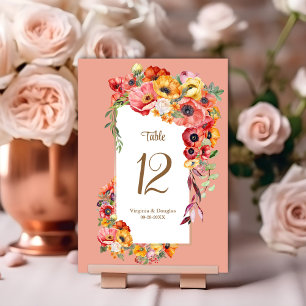 Numeração De Mesa Casamento com Poppies Coloridos
