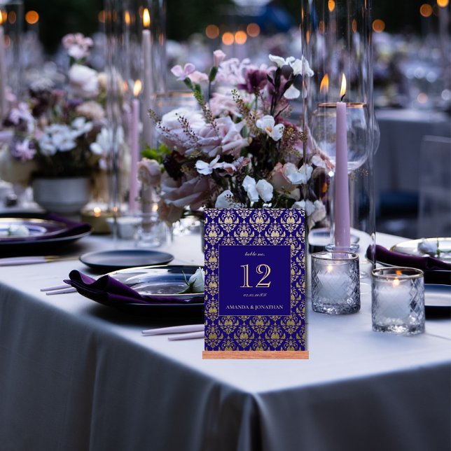 Numeração De Mesa Casamento com Púrpura Violeta e Dourado (Criador carregado)