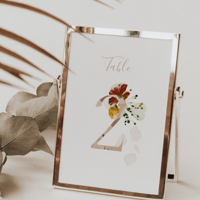 Numeração De Mesa Casamento com Roteiro Manuscrito Floral Rústico 2 (Criador carregado)