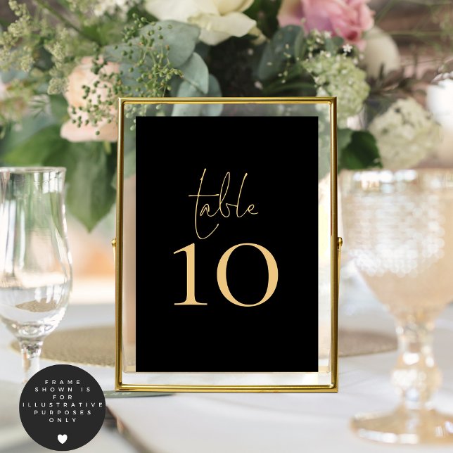 Numeração De Mesa Casamento com Script Dourado Negro Clássico (Criador carregado)