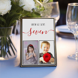 Numeração De Mesa Casamento com Script Vermelho Moderno com Fotos de