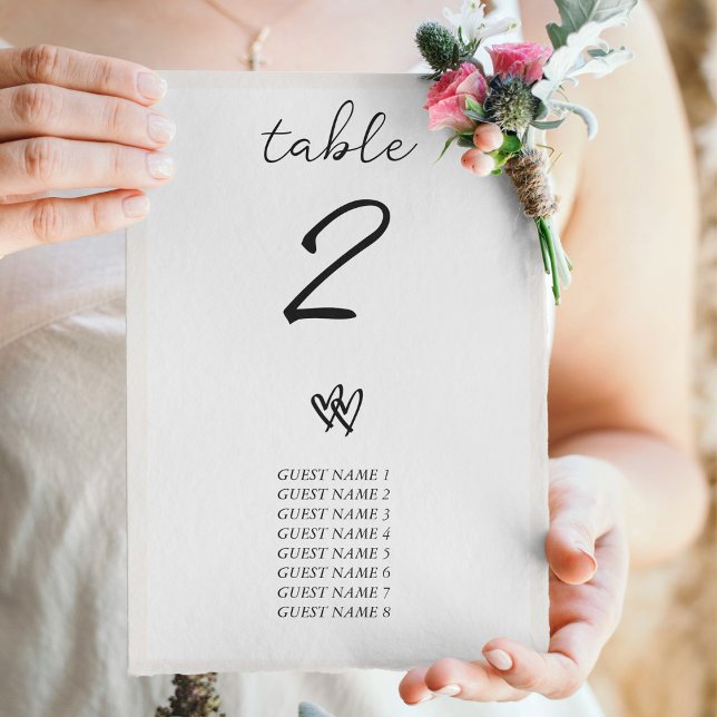 Numeração De Mesa Casamento com Tipografia Escrita Manuscrita de Man (Minimalist Script Hand Written Typography Wedding Table Number)