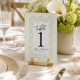 Numeração De Mesa Casamento com Treliça Francesa em Verde Salvia
