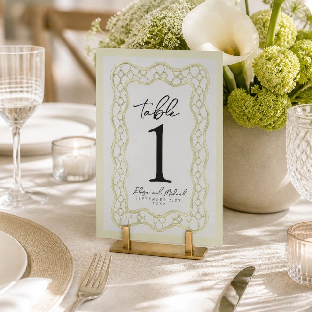 Numeração De Mesa Casamento com Treliça Francesa em Verde Salvia (Sage Green French Trellis Wedding Table Number)