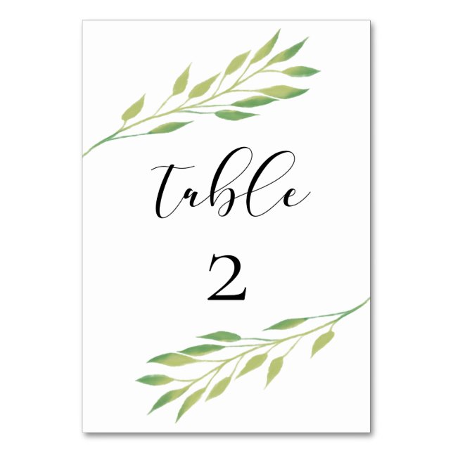 Numeração De Mesa Casamento com Vegetação em Aquarela (Frente)