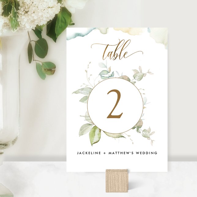 Numeração De Mesa Casamento com Verde Elegante de Eucalipto, (Criador carregado)