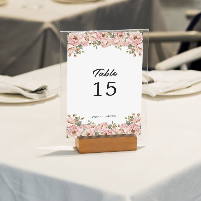 Numeração De Mesa Casamento Cor-de-Rosa Blush Floral (Criador carregado)