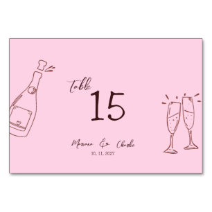 Numeração De Mesa Casamento Cor-de-Rosa Caprichoso e Manuscrito