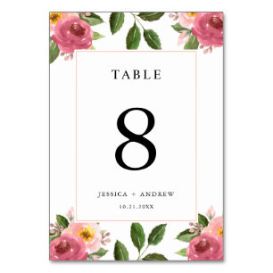 Numeração De Mesa Casamento Cor Flórida Floral Rosa Esbranquiçada
