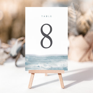 Numeração De Mesa Casamento Costeiro com Aquarela Oceânica