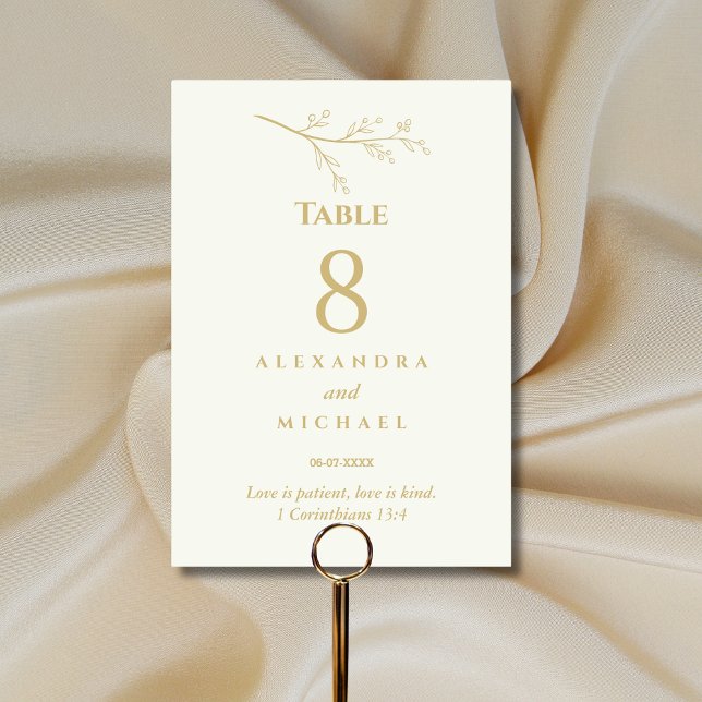 Numeração De Mesa Casamento Cristão Botânico em Marfim    (Criador carregado)