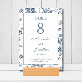 Numeração De Mesa Casamento Cristão Floral Azul Chinoiserie