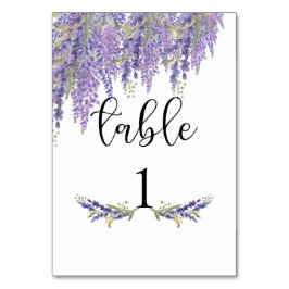 Numeração De Mesa Casamento da árvore de glicínias com aquarela roxa