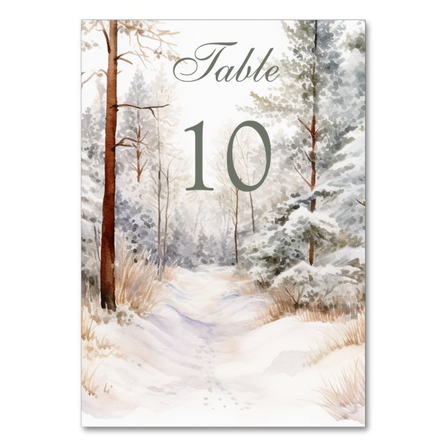 Numeração De Mesa Casamento da floresta de inverno (Frente)