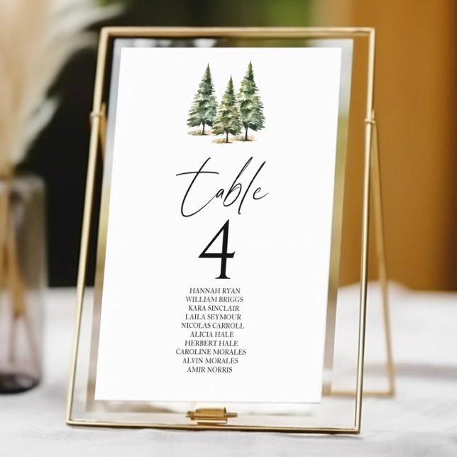 Numeração De Mesa Casamento da Floresta de Pinheiros de Neve Inverno (Criador carregado)