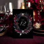 Numeração De Mesa Casamento da Terra Vermelha Negra Negra Elegante<br><div class="desc">Adicione um toque de romance moderno à sua recepção com esta placa Elegante de Número de Tabela Gótica, com um design de cruz preto e vermelho impressionante, emparelhado com um roteiro de caligrafia. A paleta ousada e o layout refinado fazem dela um ajustado perfeito para casamentos góticos, recepções de gravata...</div>