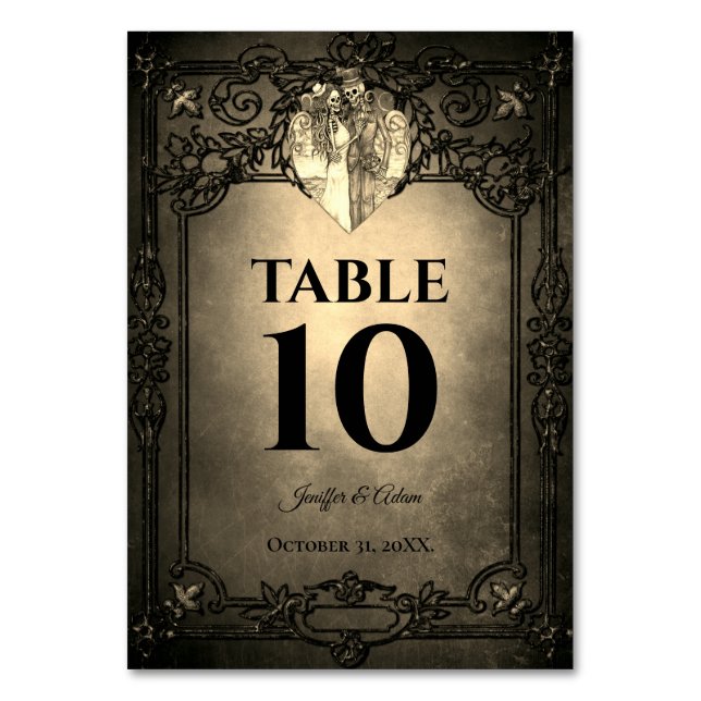 Numeração De Mesa Casamento Dark Gothic de Halloween (Frente)