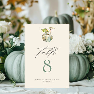 Numeração De Mesa Casamento de Abóbora de Abóbora Verde com Caligraf
