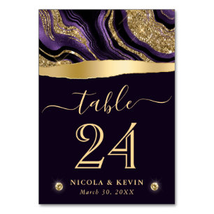Numeração De Mesa Casamento de Ágata com Papel Alumínio Roxo Elegant