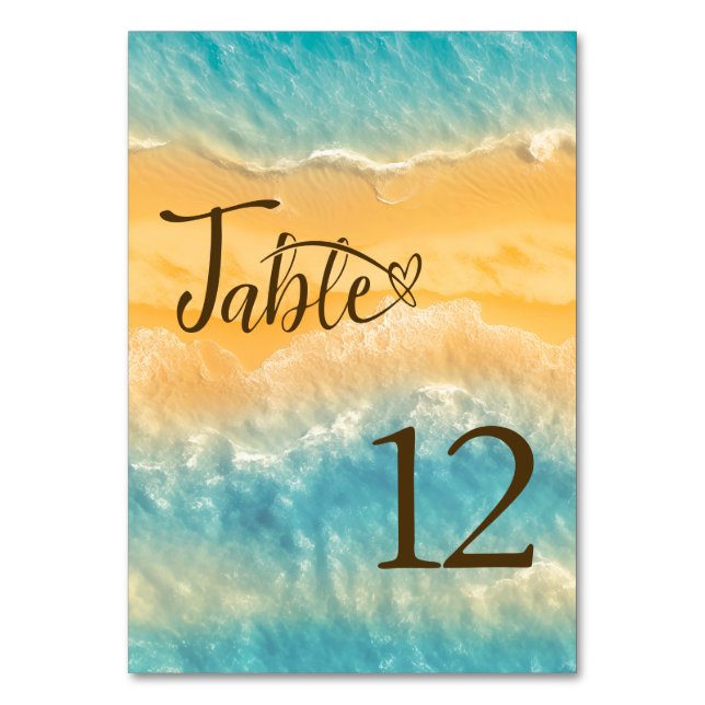 Numeração De Mesa Casamento de água com Ouro de água costeira e turq (Frente)
