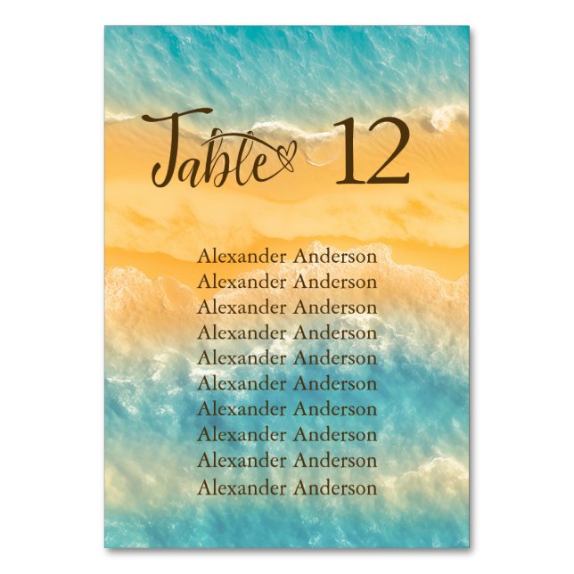 Numeração De Mesa Casamento de água com Ouro de água costeira e turq (Frente)