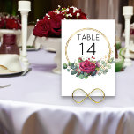 Numeração De Mesa Casamento de Anéis Geométricos Dourados da rosa ve<br><div class="desc">Cartões de números de mesas de casamento de rosa vermelha impressos anéis de ouro, armação geométrica e um belo arranjo floral de rosa vermelha bud florescente de eucalipto deixa verde e um traço de confete de ouro. Se você quiser esta design para os produtos correspondentes, por favor, envie-me uma mensagem....</div>
