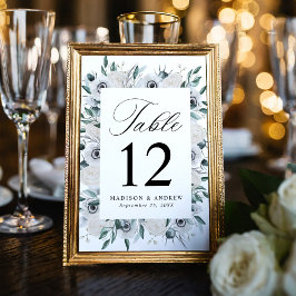 Numeração De Mesa Casamento de Anêmonas e Rosas Brancas