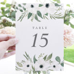 Numeração De Mesa Casamento de Anemones Sage & Dusty Eucalyptus<br><div class="desc">Ajude seus convidados a encontrar seu caminho com estas placas de números de tabela de dois lados. Design apresenta um buquê de verde-aquarela, eucalipto, sábio e anêmonas desenhados à mão especialmente para a coleção de convites para casamentos do "Evergreen Garden". Veja o link de coleção nesta página para ver todos...</div>