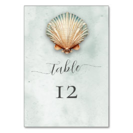 Numeração De Mesa Casamento de Aqua de Seashell Costeiro Moderno