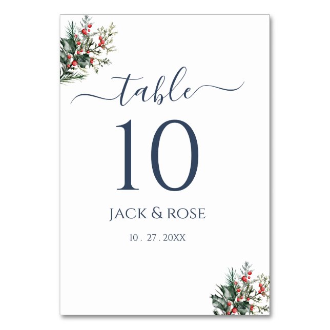 Numeração De Mesa Casamento de Aquarela de Inverno (Frente)