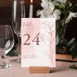 Numeração De Mesa Casamento de Aquarela Rosa-Rosa-Rosa-Floral Modern
