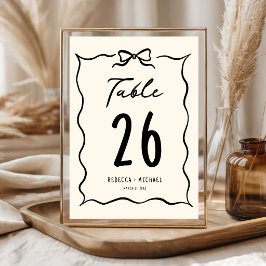 Numeração De Mesa Casamento de Arco Desenhado à Mão Preto e Creme