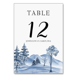 Numeração De Mesa Casamento de árvore de inverno em aquarela e terra