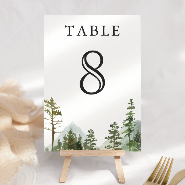 Numeração De Mesa Casamento de árvores da floresta montanhosa rústic (Criador carregado)