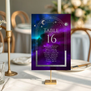 Numeração De Mesa Casamento de Astronomia da Lua Solar Roxo Cósmico