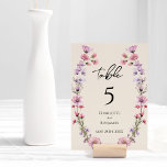 Numeração De Mesa Casamento de Beige de Flor Selvagem Moderna<br><div class="desc">Este moderno design de mesa de casamento beige de flor silvestre apresenta um fundo bege quente adornado com flores silvestres cor-de-água rosa e roxas vibrantes, evocando uma sensação de romance eterno. O casamento do boneco rústico e elegante faz com que este design seja perfeito para casais que buscam uma estética...</div>