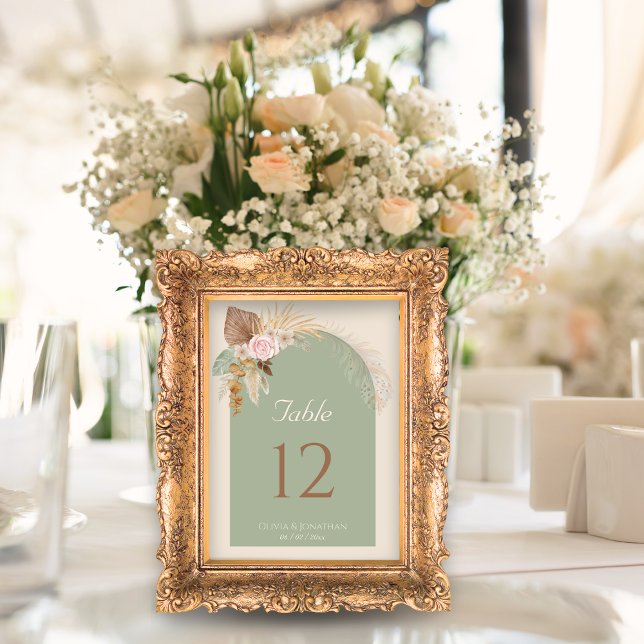 Numeração De Mesa Casamento de Beige Mint Rustic Boho Clássico Moder (Criador carregado)