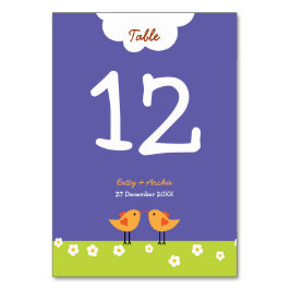 Numeração De Mesa Casamento De Belas Pássaros Com Amor (Noite)