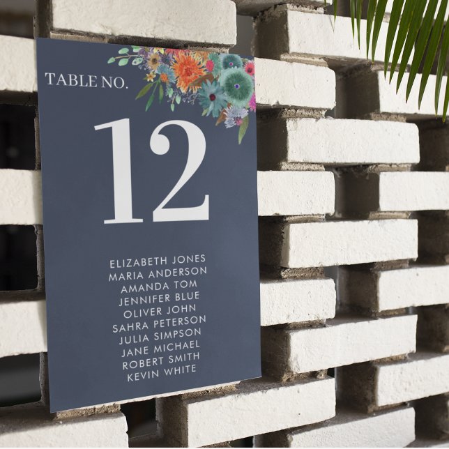 Numeração De Mesa Casamento de Bohemian Garden Blue Boho Wildflower (Criador carregado)