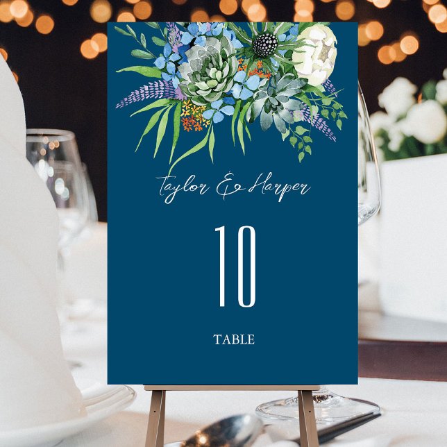 Numeração De Mesa Casamento de Boho com Buquê Floral Suculente de Wa (Criador carregado)