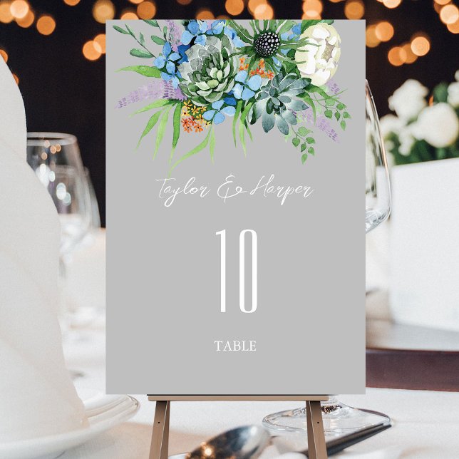 Numeração De Mesa Casamento de Boho com Buquê Floral Suculente de Wa (Criador carregado)
